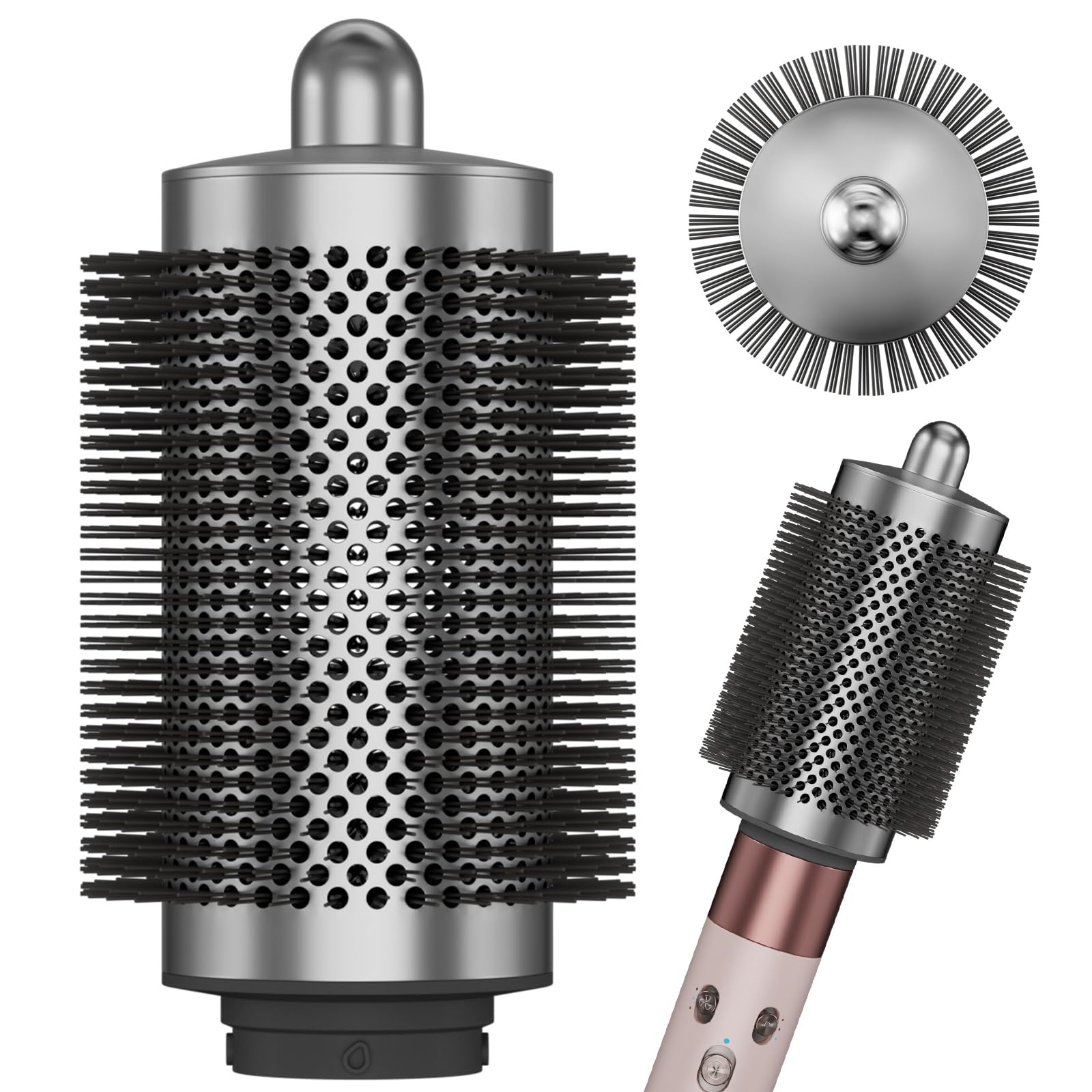 Large Round Brush Attachment for Dyson Airwrap,Bigger Oval Round Volumizing Brush for Dyson Airwrap Accessories Gray Designed to Perfectly for Air wrap HS01 HS05