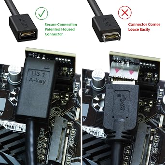 LINKUP - USB 3.2 Gen 2x2 20Gbps USB-C Type Internal Panel Cable Mount Motherboard Header Extension Adapter20-Pin A-Key Male with Cover to USB-C Female Connector with PCI Bracket - 100cm
