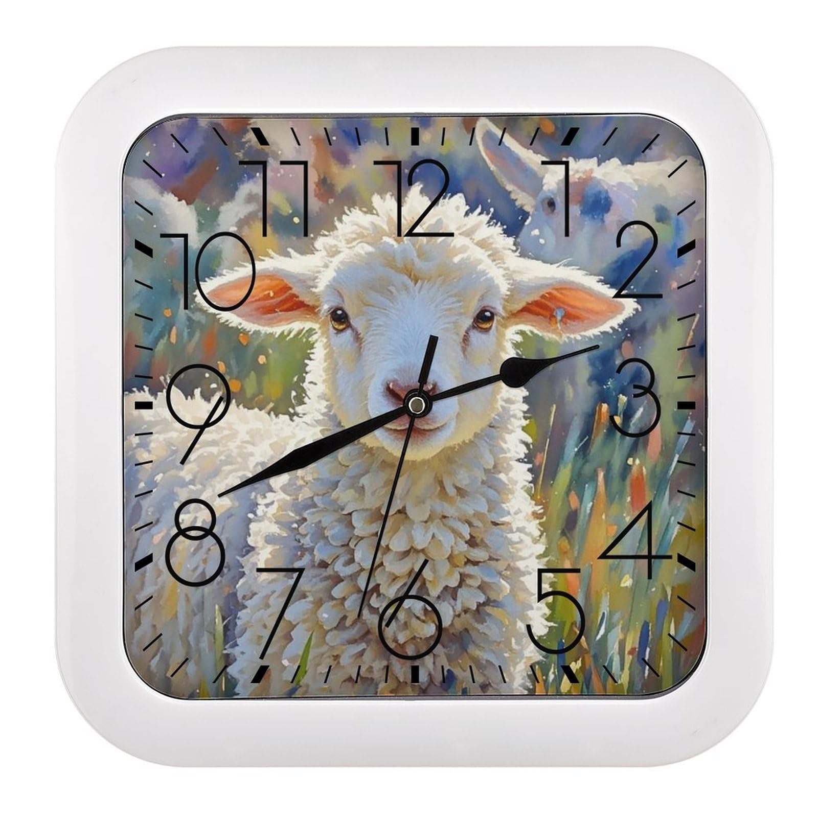 LZQPOEAS Color Sheep Wall Clock Fashionable Versatile Silent Wall Clock Simple Elegant Non Ticking Analog Clocks Easy to Install Square Modern Clocks for Home Decoration