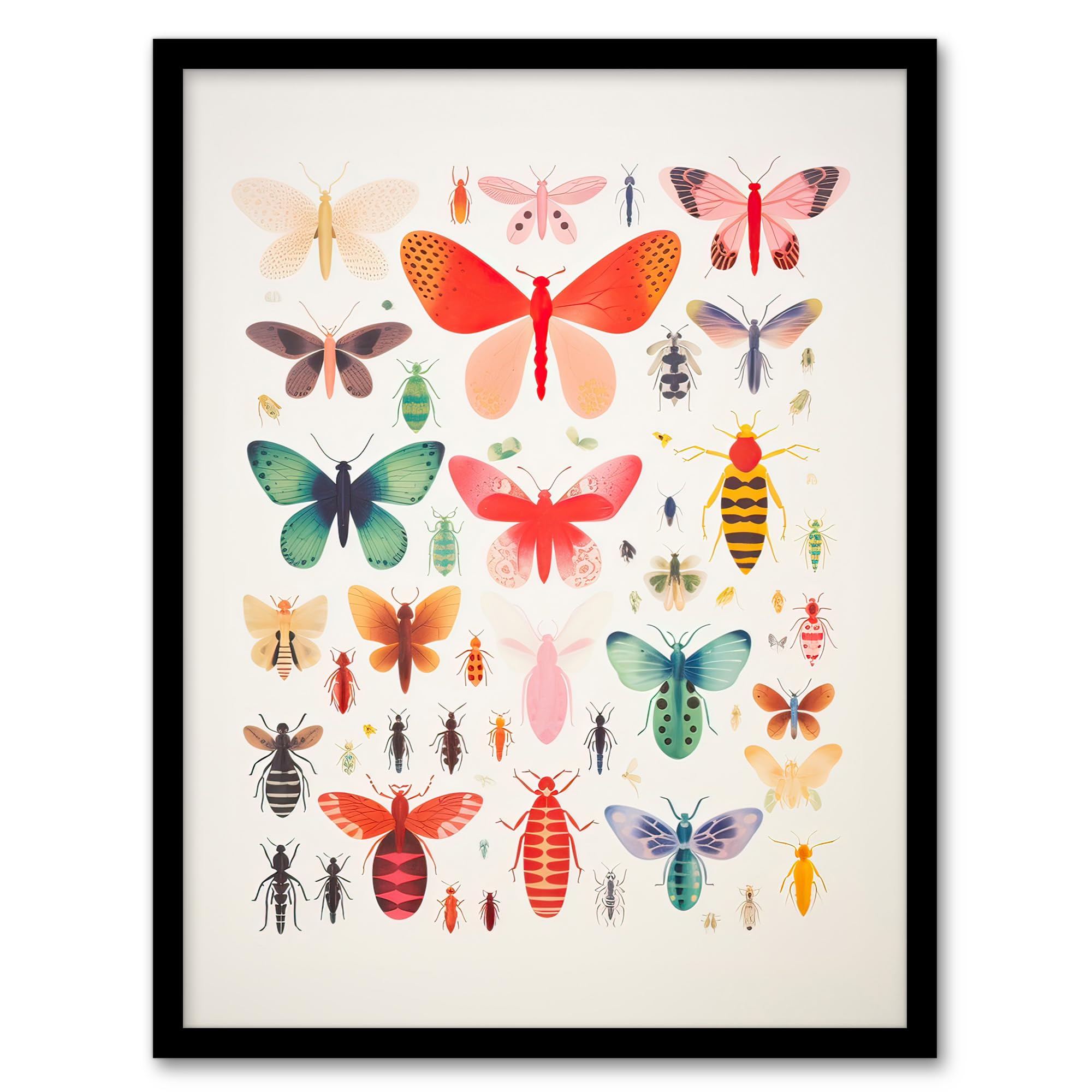 Artery8 Colourful Insects And Bugs Bright Picture Wall Art PrintA4 Size from B&Q