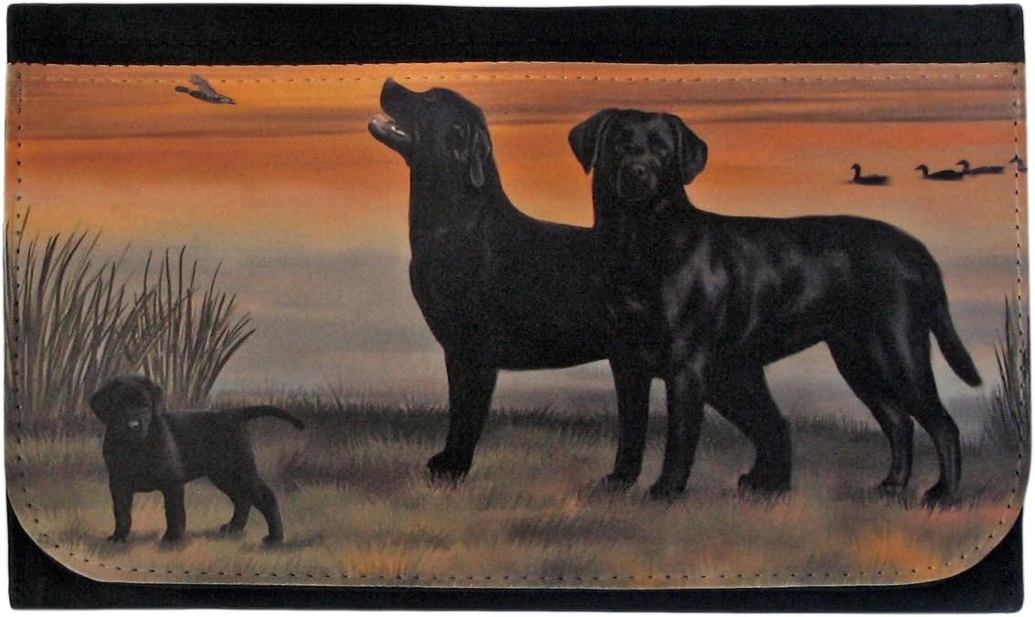 Labrador Retriever Ladies Wallet #7 - Black Poly Duck Material Wallet with Black Lab Dog Artwork Cover - Lab Dog Breed Gifts