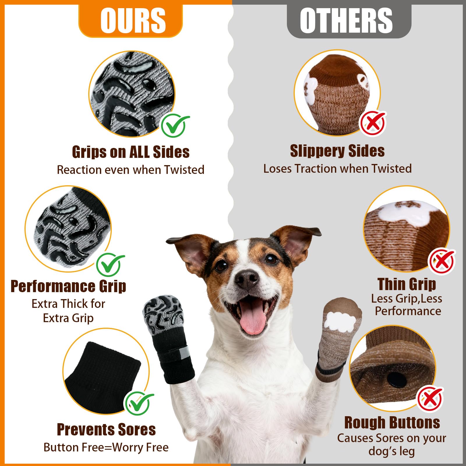 Chaussettes Antidérapantes pour Chiens,2 paires Chaussette Chien Antidérapantes,Chaussette Chie Pattes de l’Animal et Les Sols Intérieurs Convient pour Petits Chiens,Chiens Moyens,Grande Chiens