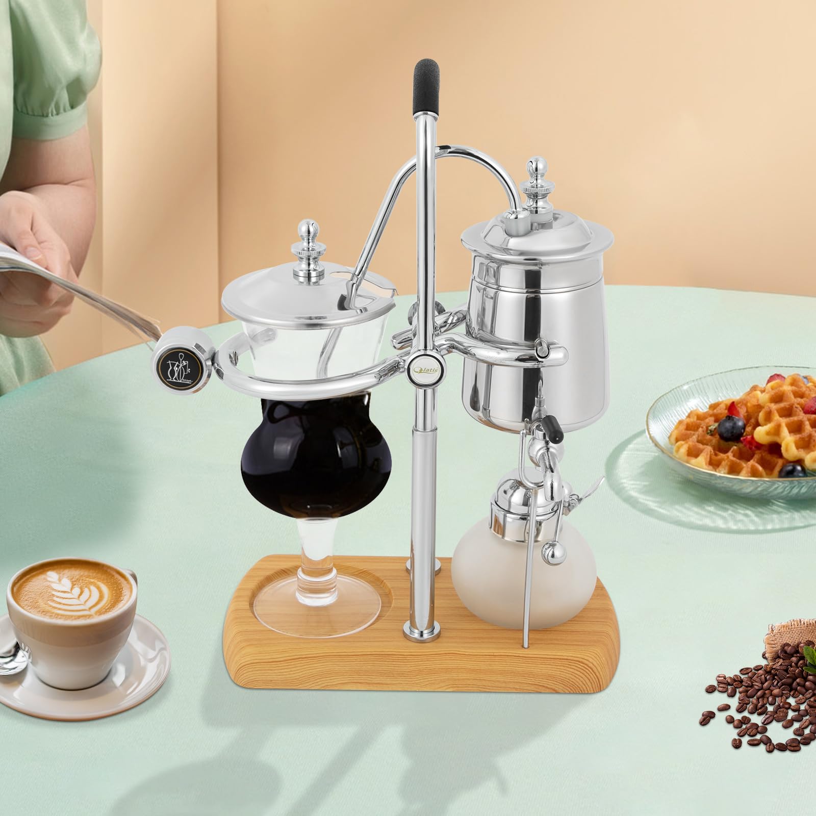 Siphon Kaffeemaschine,Kaffeemaschine Brüher Teekocher Kaffeekanne Extraktionswerkzeuge für Handgebrühten Kaffee(Silver)