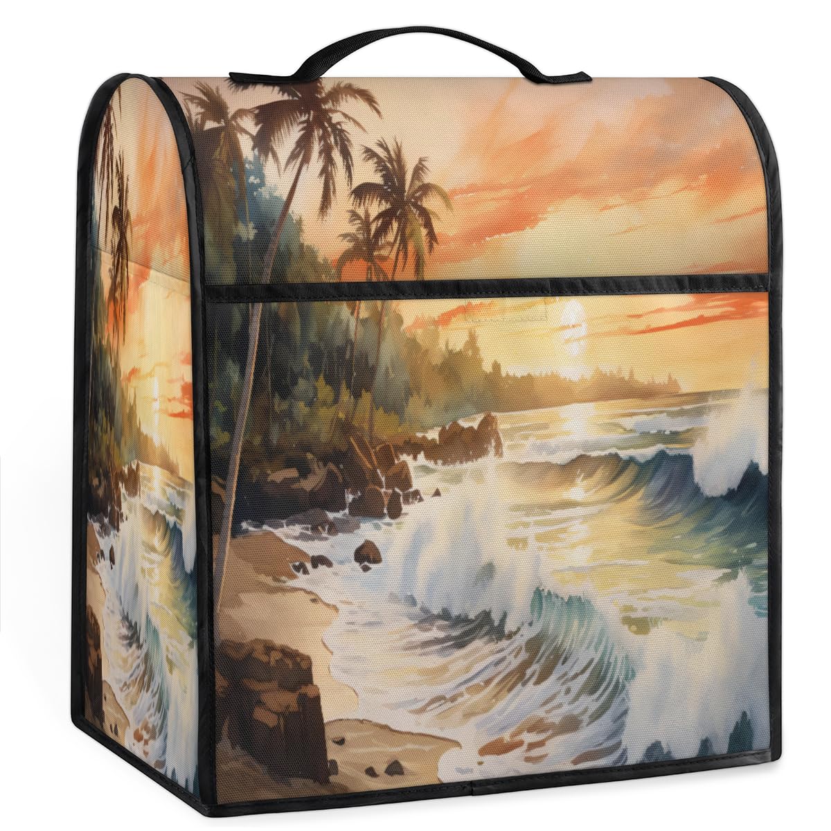 Coffee Maker Cover Watercolor Beach Ocean Kitchen Appliance Covers Small Appliance Covers Blender Cover Juicer Cover Dust Covers for Kitchen Appliances with Top Handle and Pockets,Washable,C965