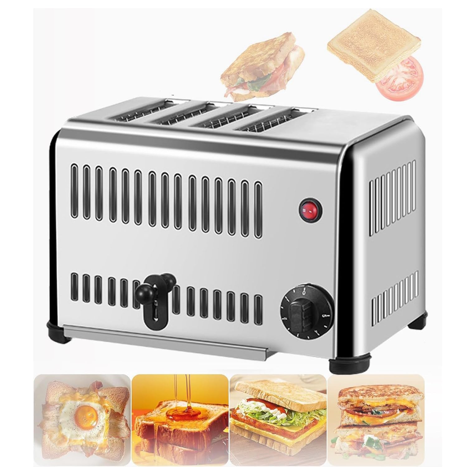 Tostapane, tostapane Commerciale in Acciaio Inossidabile, con Vassoio per trucioli Push-Pull, 5 impostazioni di Temperatura, per la casa Commerciale (4slice)