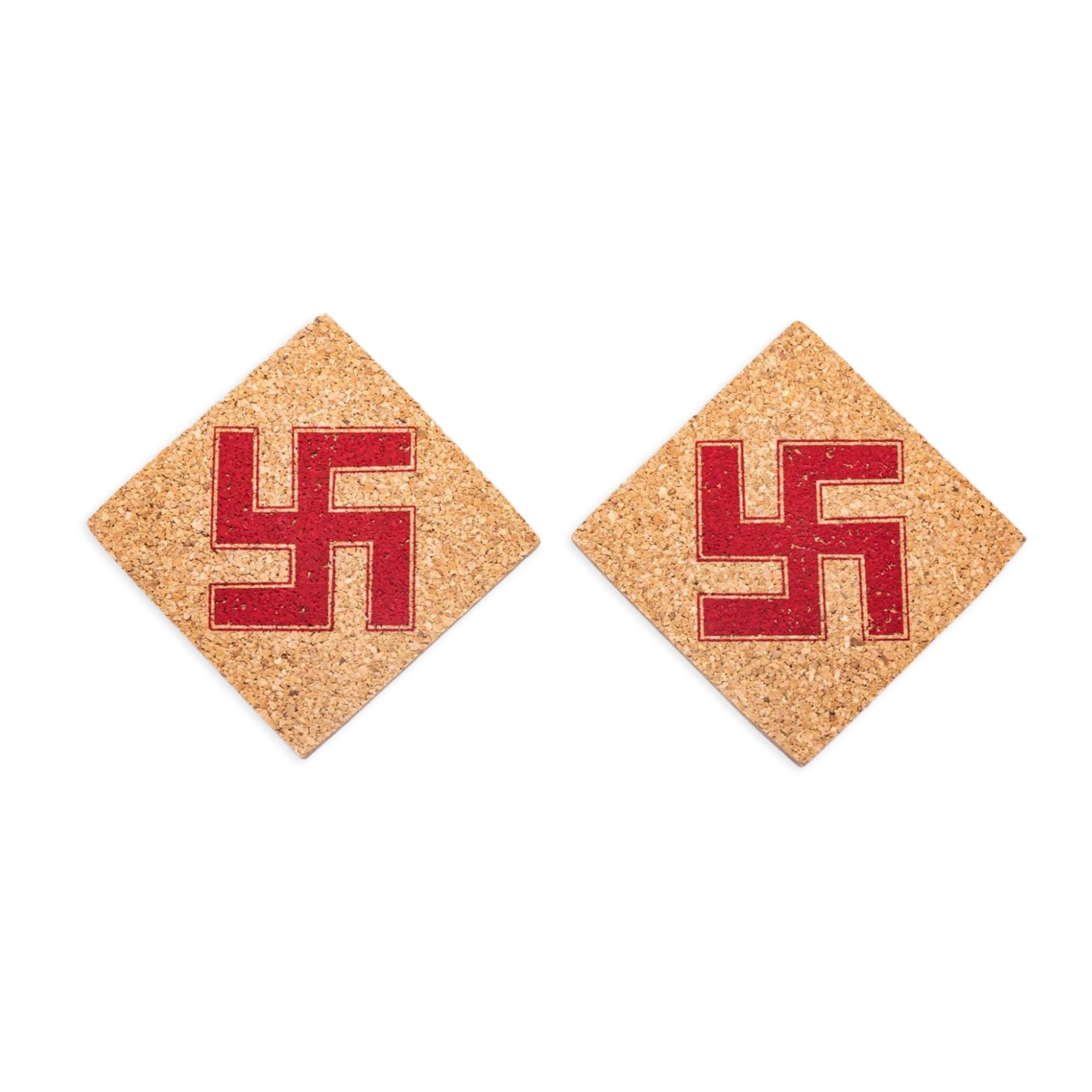 Plus Value Cork Swastik Vastu Remedies for Overhead Beams, Pillars in Center Brahmasthan of Home Office (Size 3 Inches, 2pcs)