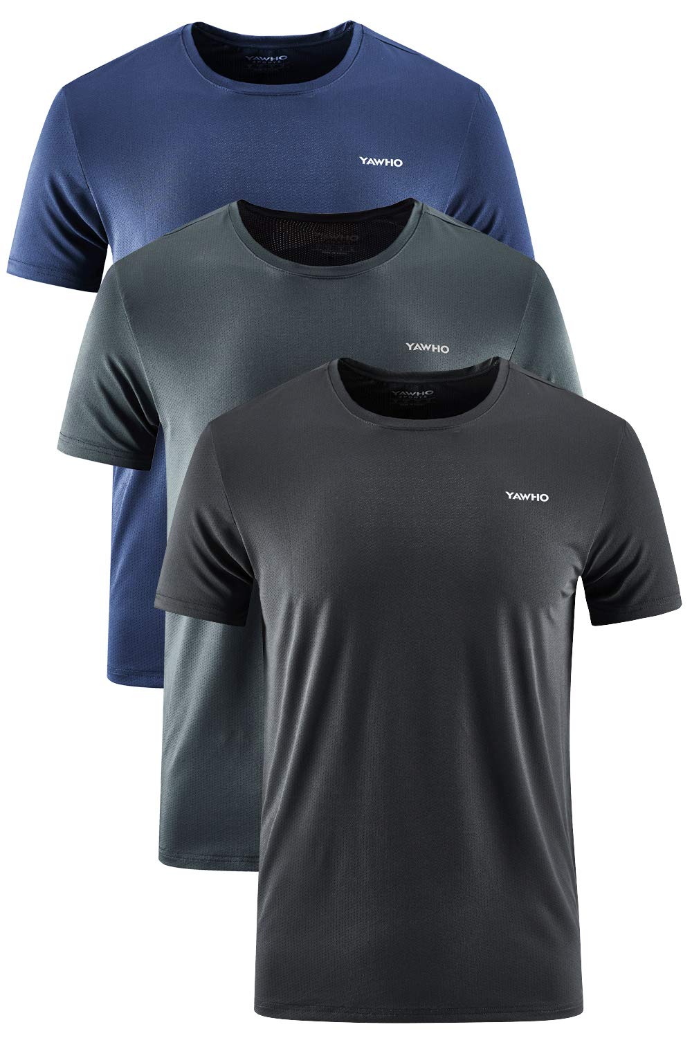 Maglietta sportiva da uomo, a maniche corte, a girocollo, traspirante, ad asciugatura rapida, T-shirt funzionale per bodybuilding, corsa, palestra, allenamento, confezione da 1-3
