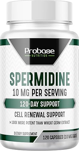 Spermidine (10 mg de 99% de espermidina 3HCL - probado por terceros) 120 cápsulas - 100 veces más potente que el extracto de germen de trigo, salud
