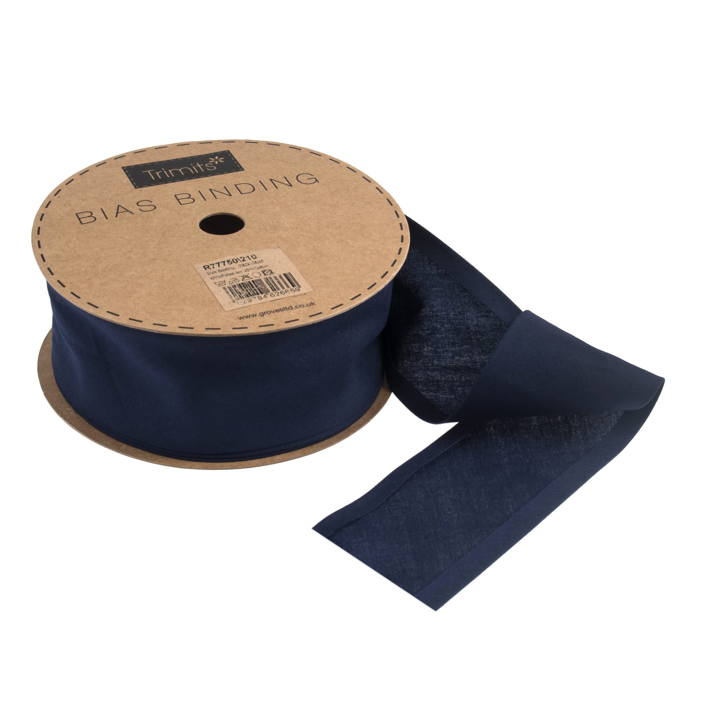 Bias Binding: Polycotton: 20m x 50mm: Navy
