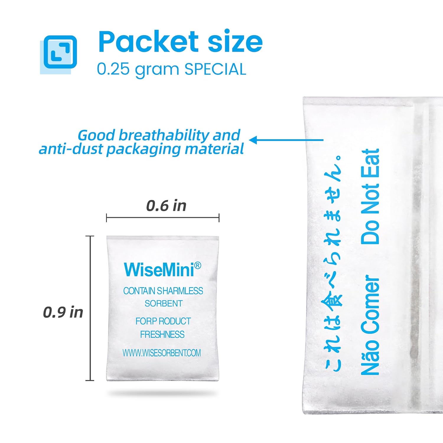 0.25 Gram 3000 Pack Silica Gel Packets, Dessicant Packets, Silica Gel Packs, Moisture Absorbers for Food Storage, Food Safe Desiccant Dehumidifiers