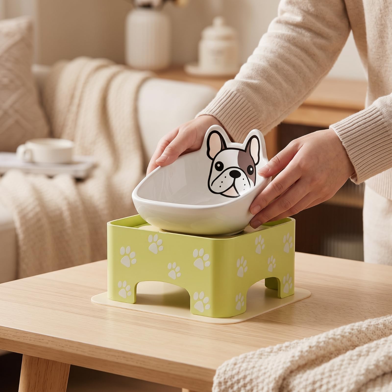 Soporte para Comida Incluye Plato | Ángulo Ajustable, Comero con Soporte, recipientes soportados, para Interiores, s
