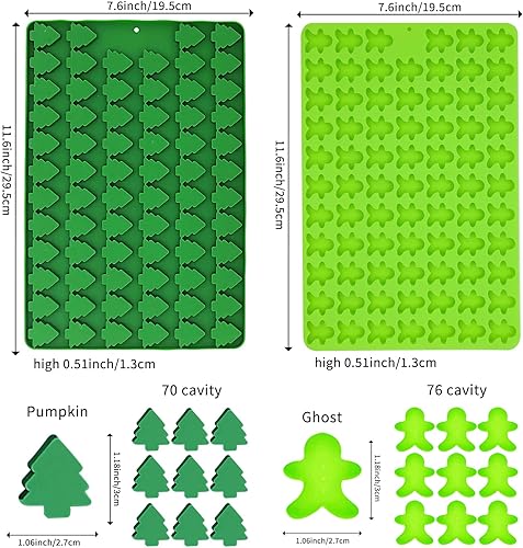 Miniatura 2 de Molde de silicona de Navidad de 70 cavidades para árbol de Navidad, molde de 76 cavidades de hombre de jengibre para chocolate de Navidad, gomitas