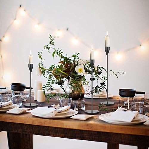 Miniatura 20 de Portavelas negro mate para velas cónicas, portavelas decorativos a granel, se adapta a velas de 3/4 pulgadas, portavelas cónicos de metal