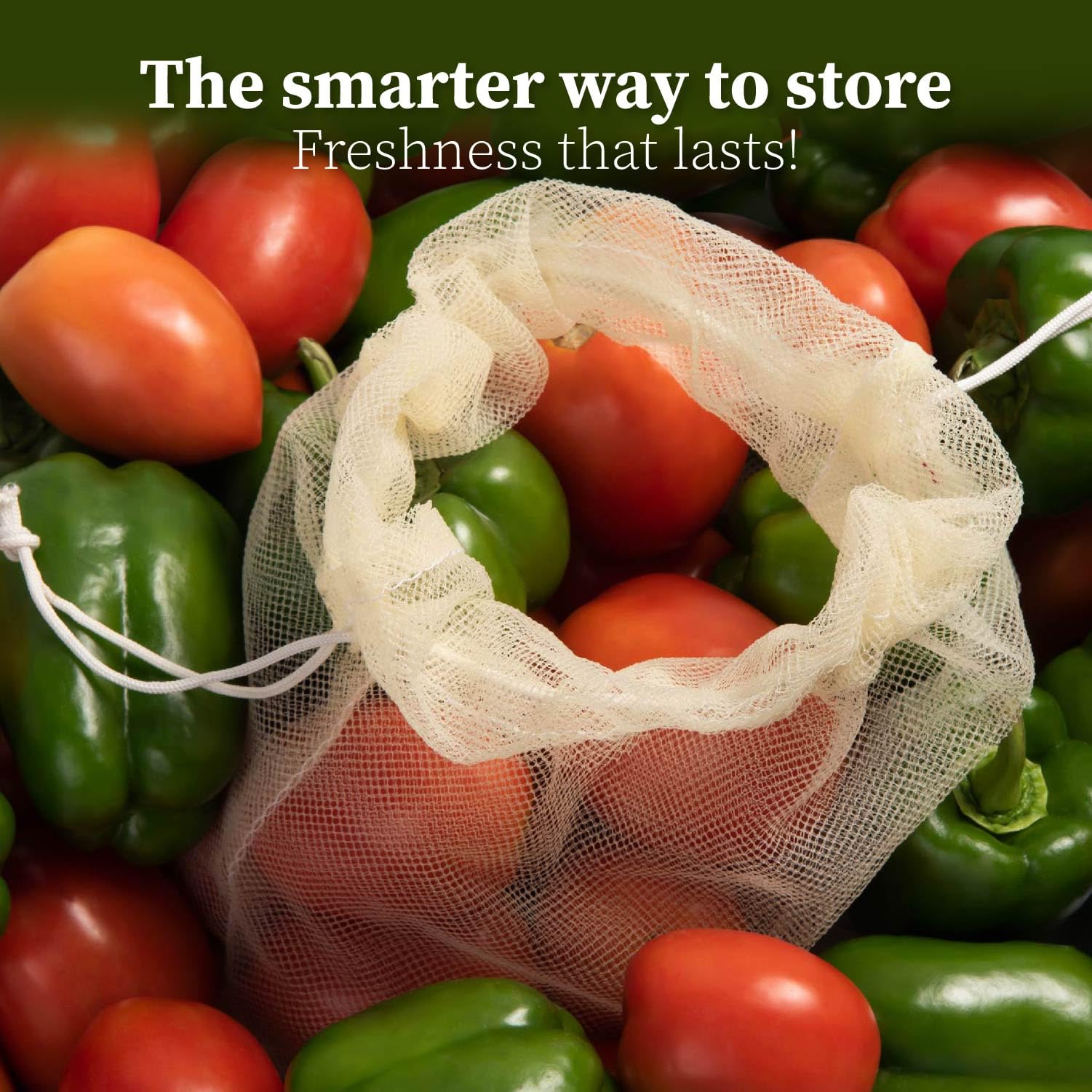 HomeStrap Set of 6 Reusable Drawstring Mesh Vegetable Storage Bags|Multi-Size Fridge Organizer for Vegetables,Fruits & Pantry Essentials|Breathable,Eco-Friendly & Durable|Kitchen & Refrigerator Use 3