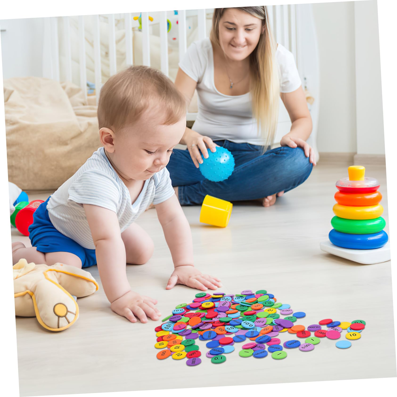 Hemobllo 4 Set Dischi Posizionale Colorati in Eva Per Apprendimento Matematica Dischi Rotondi Educativi Per Riconoscimento Numerico E Colori Materiale Didattico Per Scuola E 300 Pezzi*4