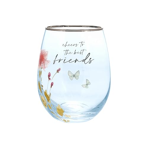 Pavilion - Copa de vino sin tallo de 20 onzas, copa de amistad de diamantes para mujeres, cumpleaños, boda, Navidad, regalo del día de la madre, 1