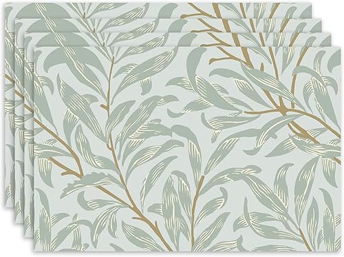 Miniatura 8 de Juego de 4 manteles individuales impermeables con diseño de amapola, hongos y luna, manteles individuales vintage, lavables para cocina, exteriores,