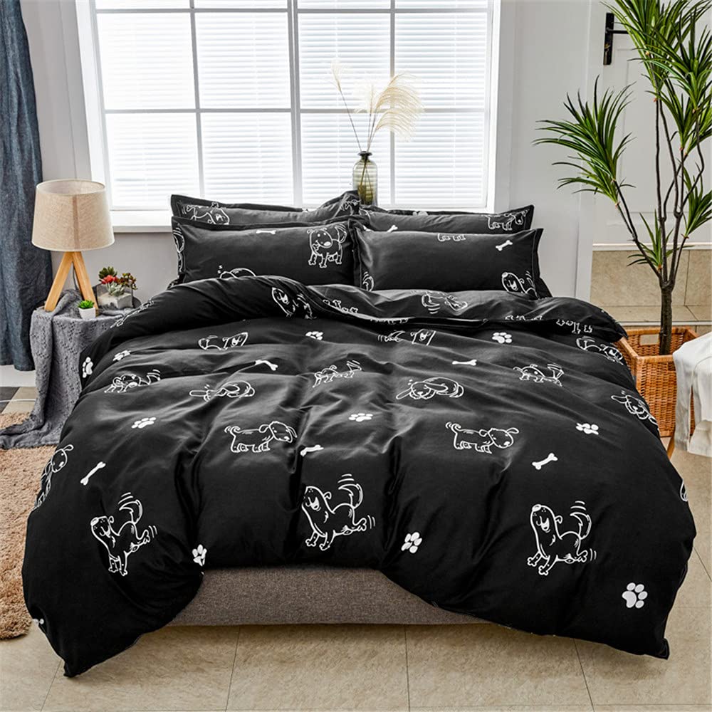 Parure de lit enfant et adulte : housse de couette 4 pièces hypoallergénique facile à laver