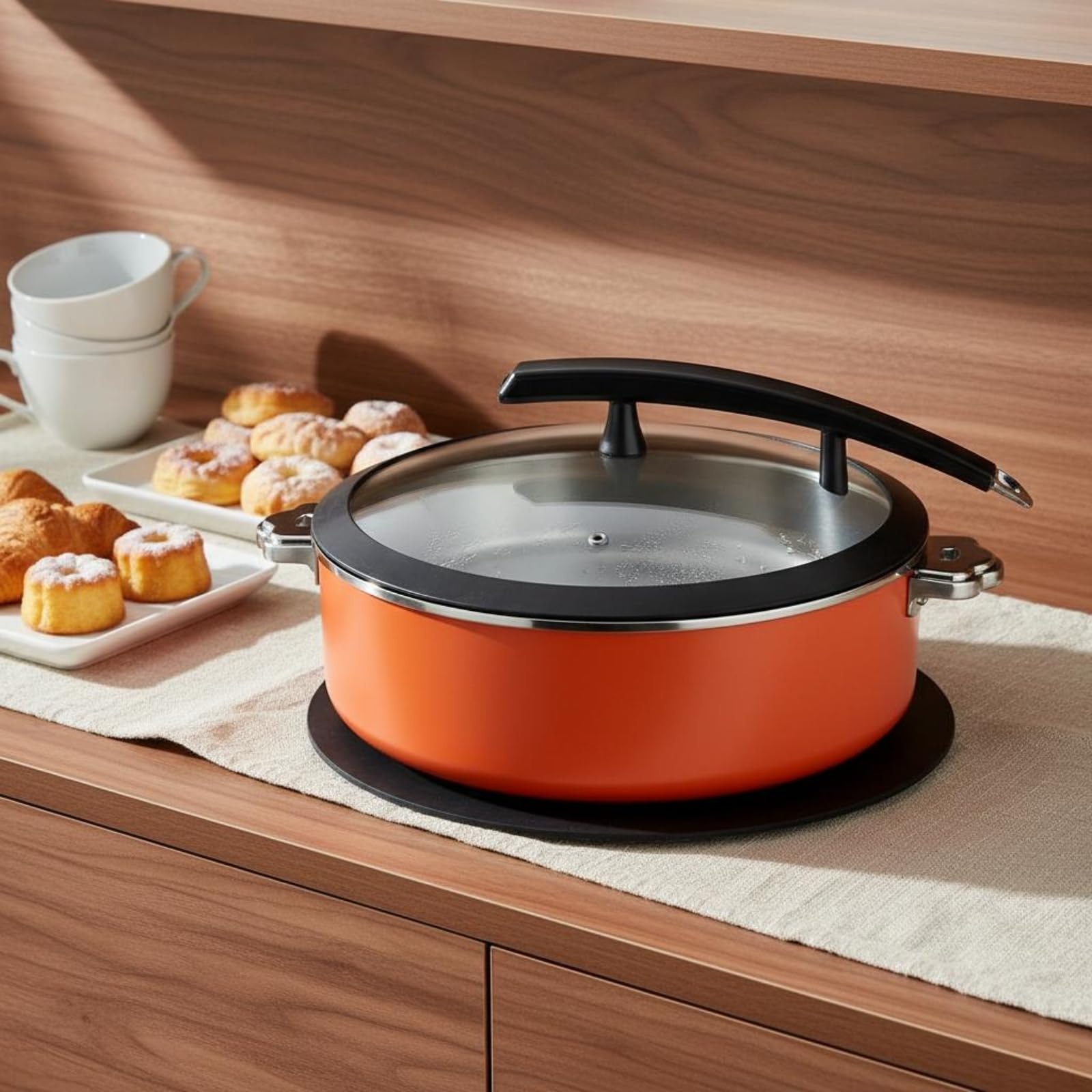 B Baosity Chafing Dish Calentador de Buffet Recipiente Bandeja Caldera de Comida de Acero Inoxidable Estructura Resistente para Uso Diario Profesional, Oro Rosa, 38CM
