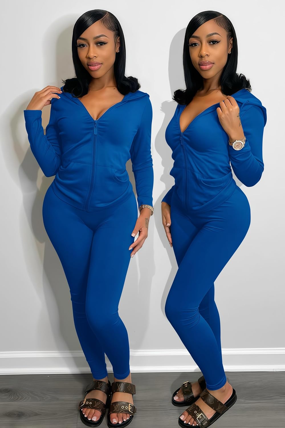 CLOCOR Womens 2 Piece Outfits Sweatsuits - Tracksuit Set Long Sleeve Crop Top & Drawstring Wide Leg Pants with Pockets - Image 7