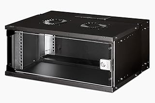 DIGITUS Armario de Red - Rack de 19" 4 U - sin Montar - Montaje en Pared - 400 mm de Profundidad - 327 mm de Profundidad útil - Capacidad de Carga 60 kg - Puerta de Cristal - Serie Soho Pro - Negro