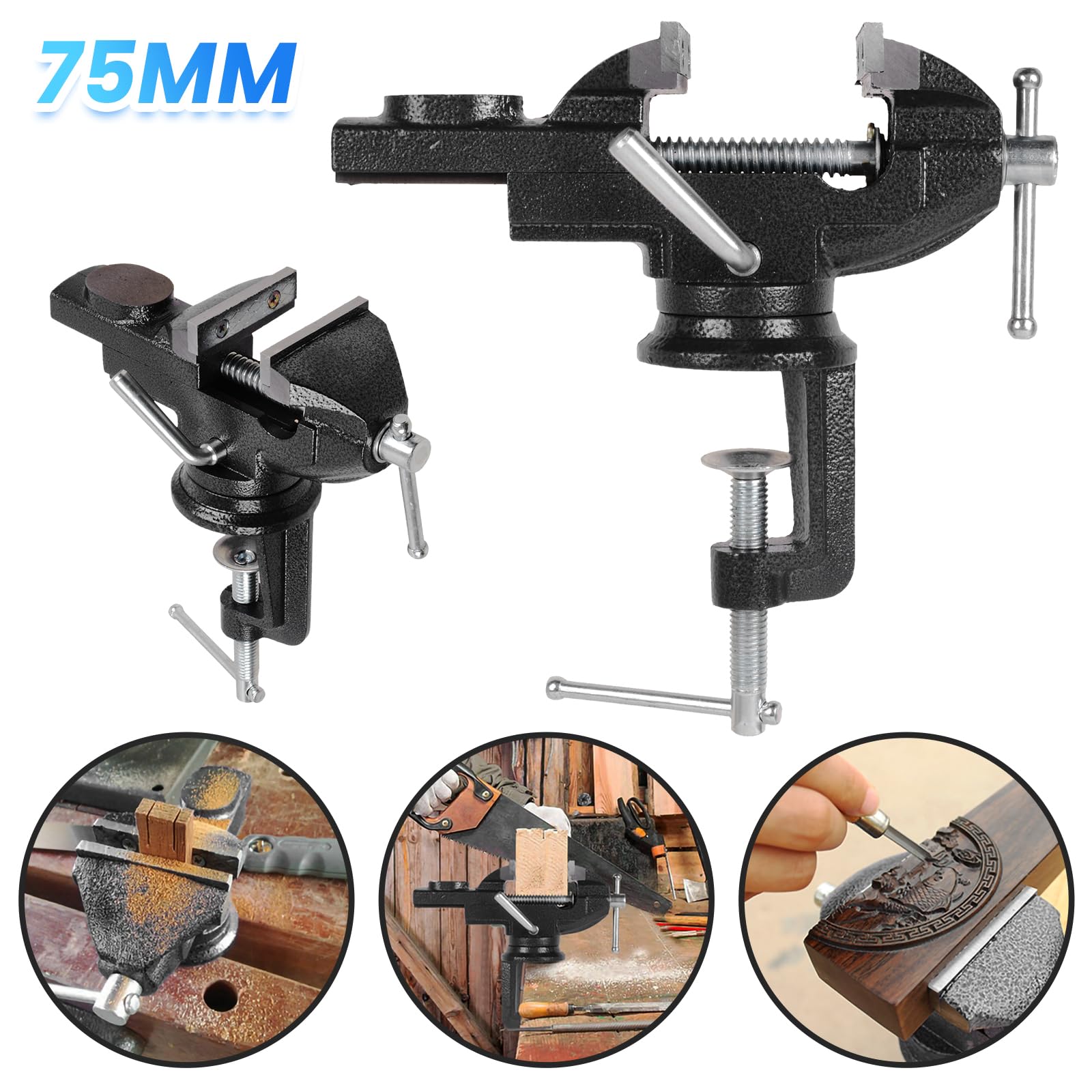 Etau pour perceuse,Etau mécanique, Étau d'établi 3 ", étau d'établi 2 en 1 for établi, double usage