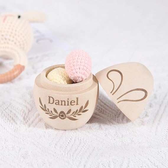 Personalized Wooden Easter Egg Hollow Fillable Egg Keepsake,Custom Easter Gift,Easter Basket Stuffer,Cute 1st Easter,Play Kitchen Toy Eggs