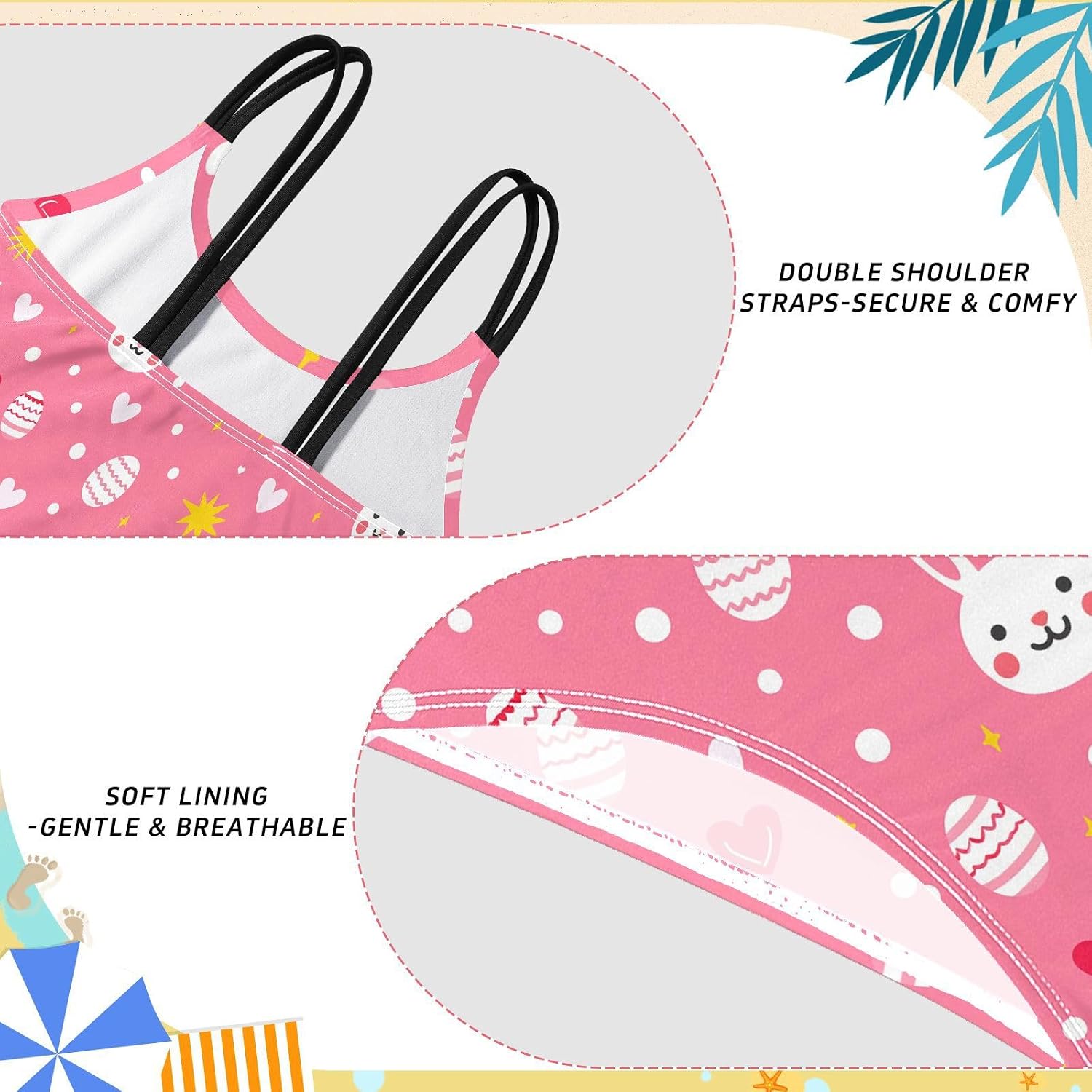 visesunny Girls Two Piece Swimsuits Rabbit Eggs Girl's Bikini Sets Bathing Suits for Girls Size 5-12Y