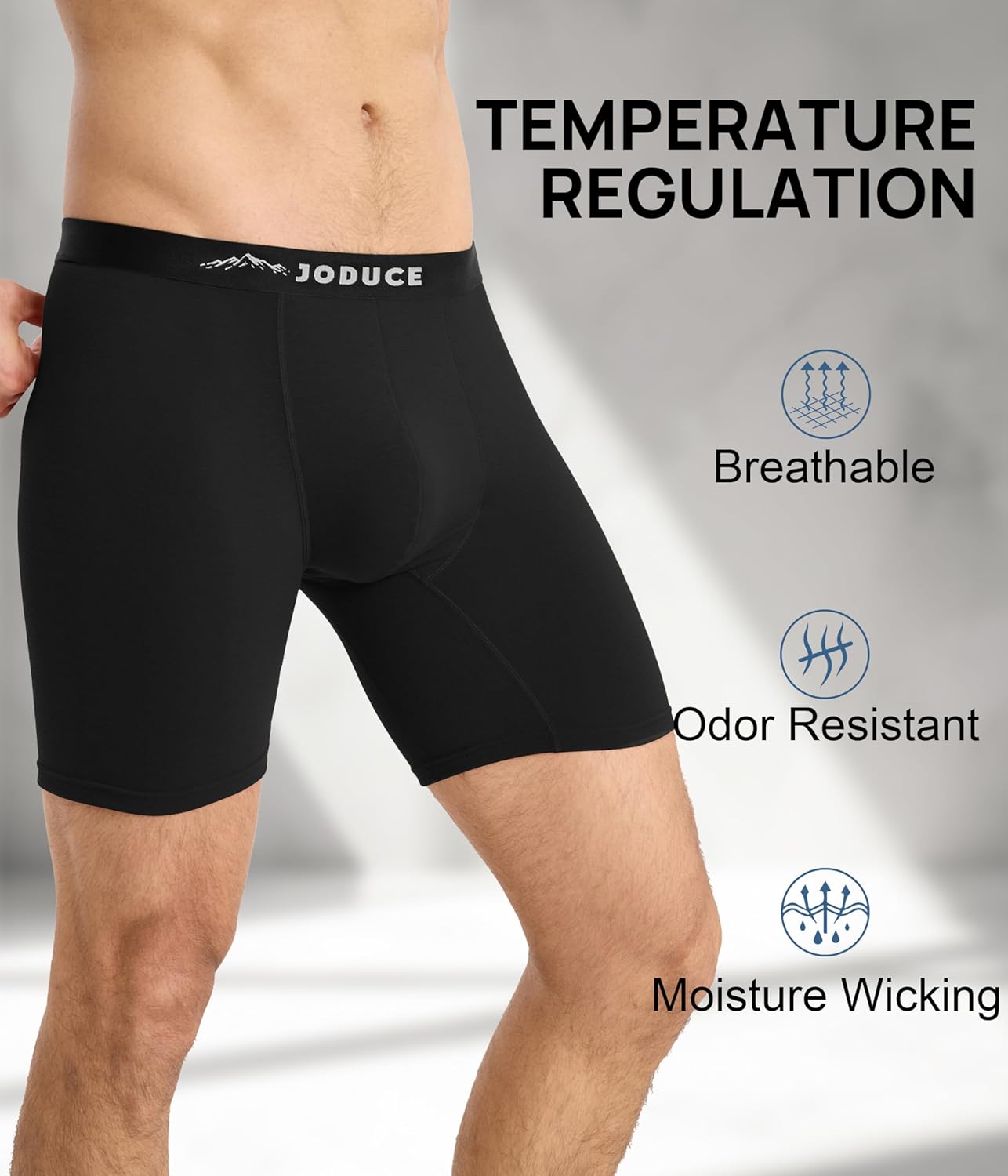 JODUCE Merino Wool Underwear Men 3 Pack,Breathable Men's Boxer Briefs,Comfortable Boxer Shorts Soft Long leg - Image 4