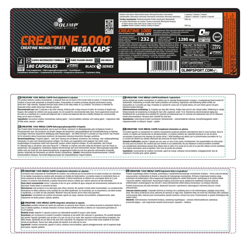Olimp Creatine 1000 Mega Caps® - 180 Gélules – Image 5