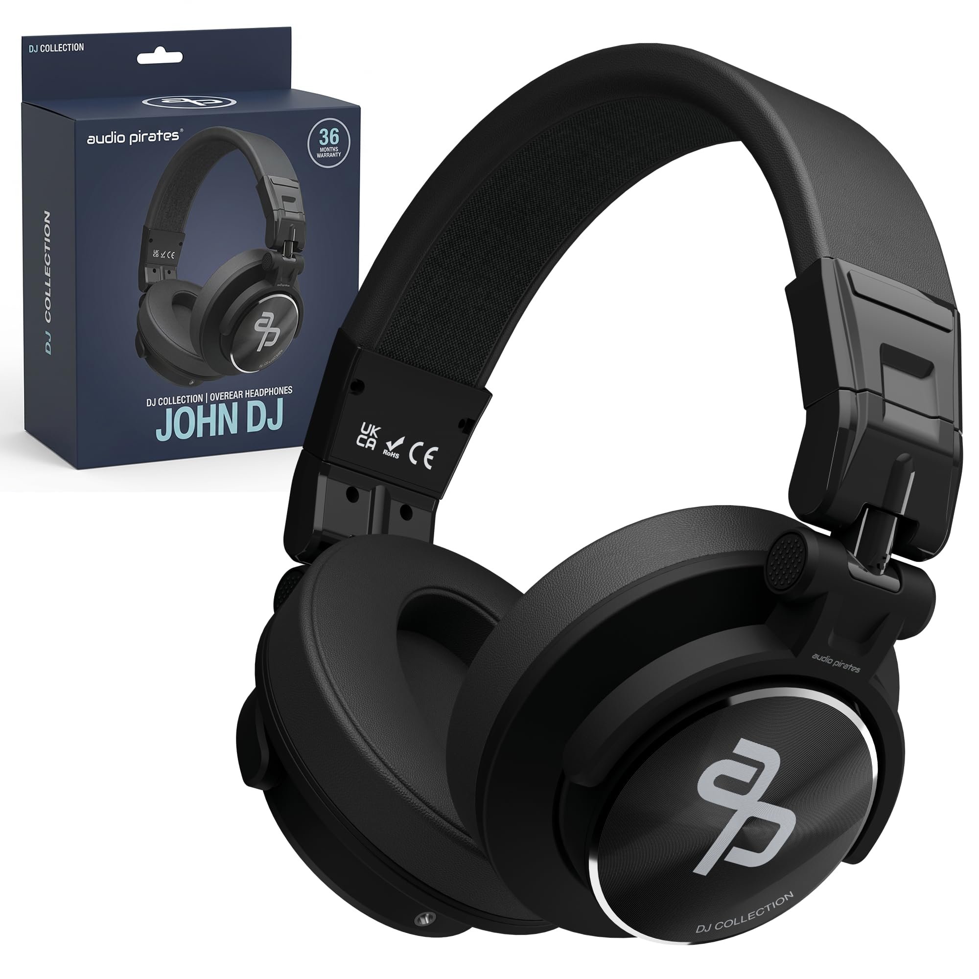 audio pirates John DJ | DJ-Kopfhörer für Club & Disco | sehr pegelfest & robust | Case | DJ-Sound, Nicht HiFi | 3J. Garantie | 3m Kabel & 3,5/6,3 mm Klinke-Adapter | PC-Kopfhörer | DJ-Kopfhörer (1)