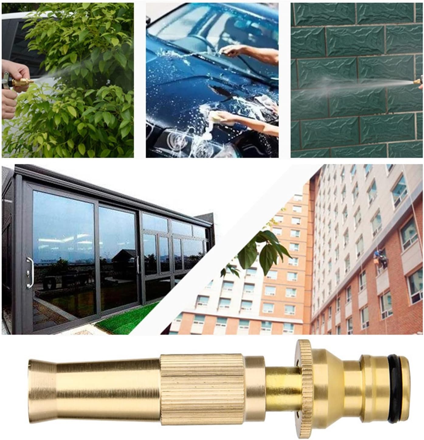 hose spray gun,Universal Car Washing Kit Water Spray Nozzle Washing Machine Nozzle Hose Pipe Metal Brass Lawn Garden Car High Pressure Solid, Gold