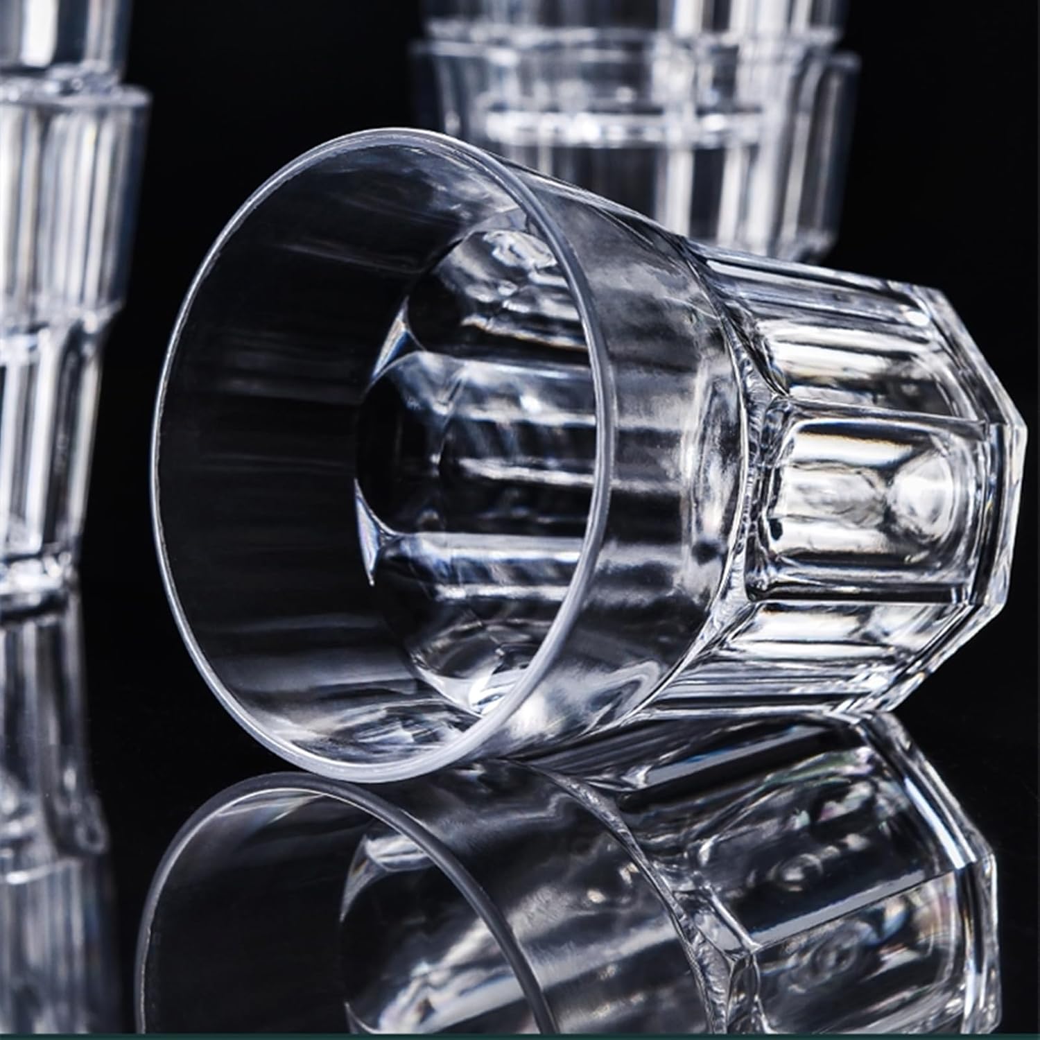 16 Pack 8 oz Plastic Drinking Glasses, BPA Free Unbreakable Juice Cups, Stackable Clear Beverages Iced Hot Tea Glassware for Cocktail, Soda Beer Tumbler Cup Dishwasher Safe - Image 3