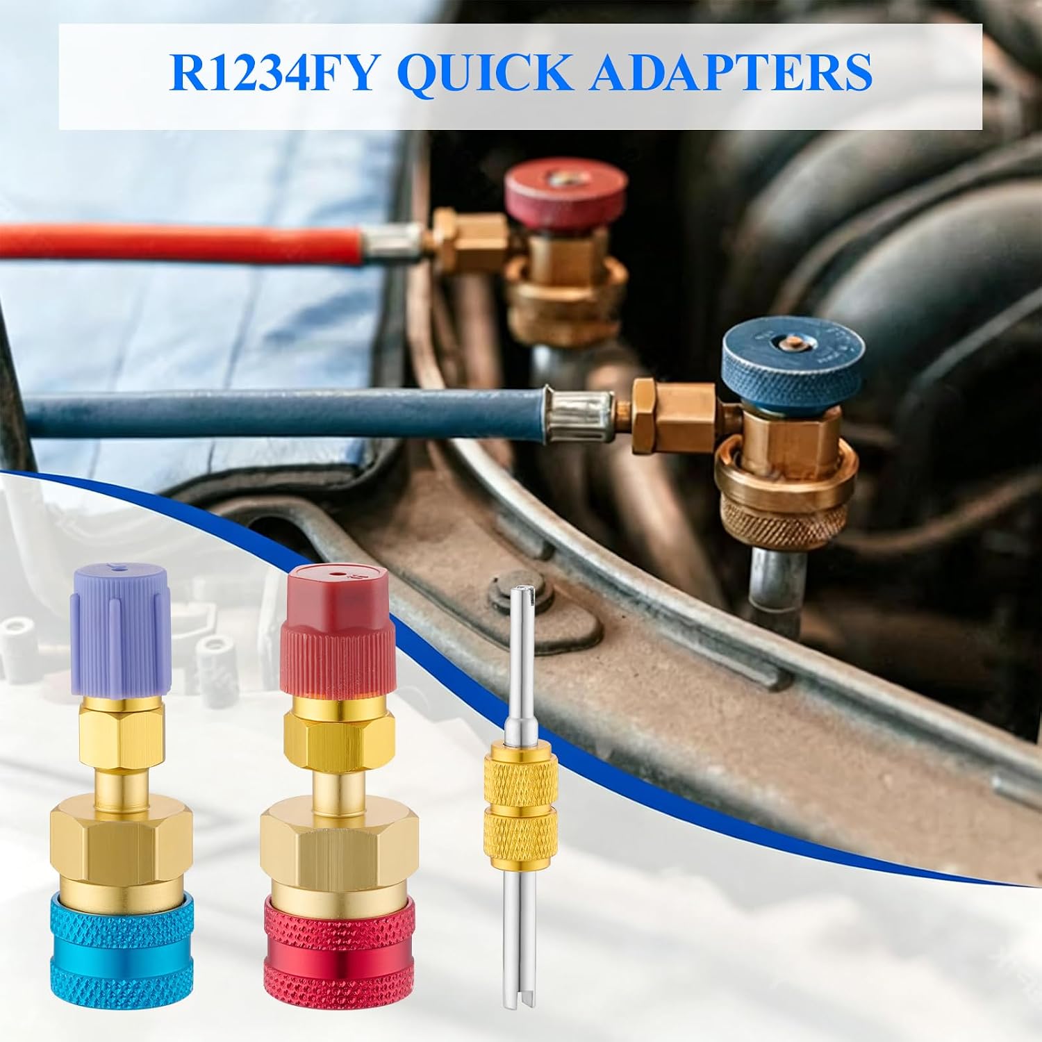 2 Set R1234yf Adapter Kit Quick Coupler with Valve Core Remover