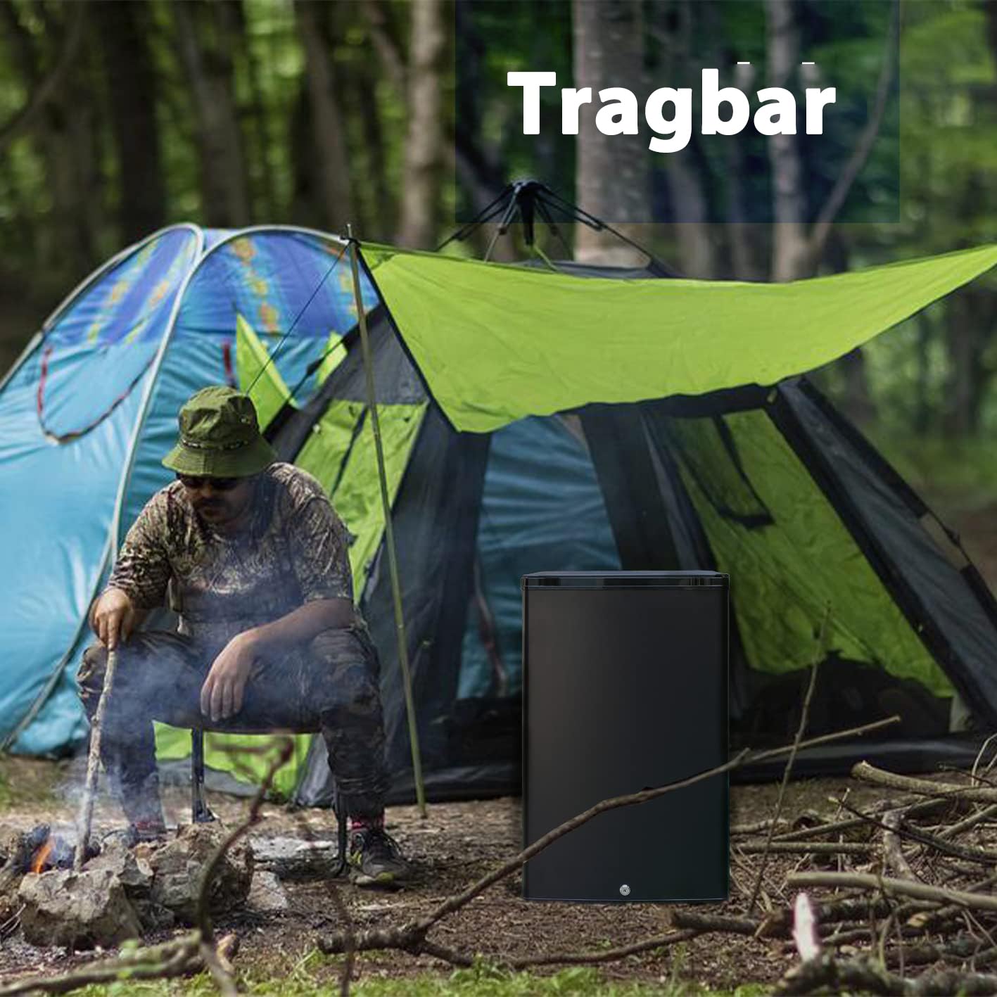 Camping Kühlschrank 12V 230V, Campingkühlschränke 50L, Wohnmobil Kühlschrank für Camping, Auto, Zimmer, Einfache Installation und Reinigung, Schwarz