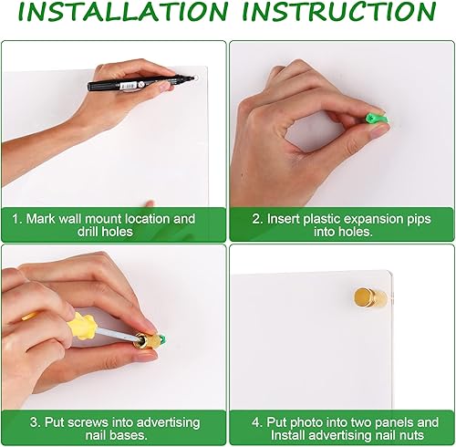 Miniatura 4 de Chunful 8 marcos flotantes acrílicos de 8 x 10 pulgadas, para montaje en pared, sin marco, pantalla transparente para colgar fotos, doble panel para