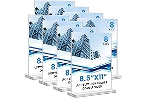 8-Pack Acrylic Sign Holder: Crystal-Clear Tabletop Display for 8.5x11 Flyers and Signs