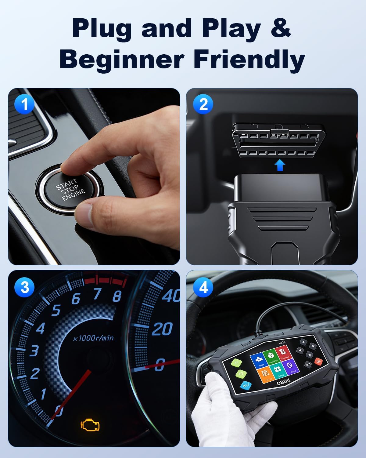 OBD2 Scanner Diagnostic Tool, ZEXMTE Professional OBD2 Scanner with Data Stream, Mode 6, Mode 8 & I/M Readiness, Enhanced Code Reader for Cars and Trucks, 2.8'' Color Screen, Suitable for 12V Vehicles