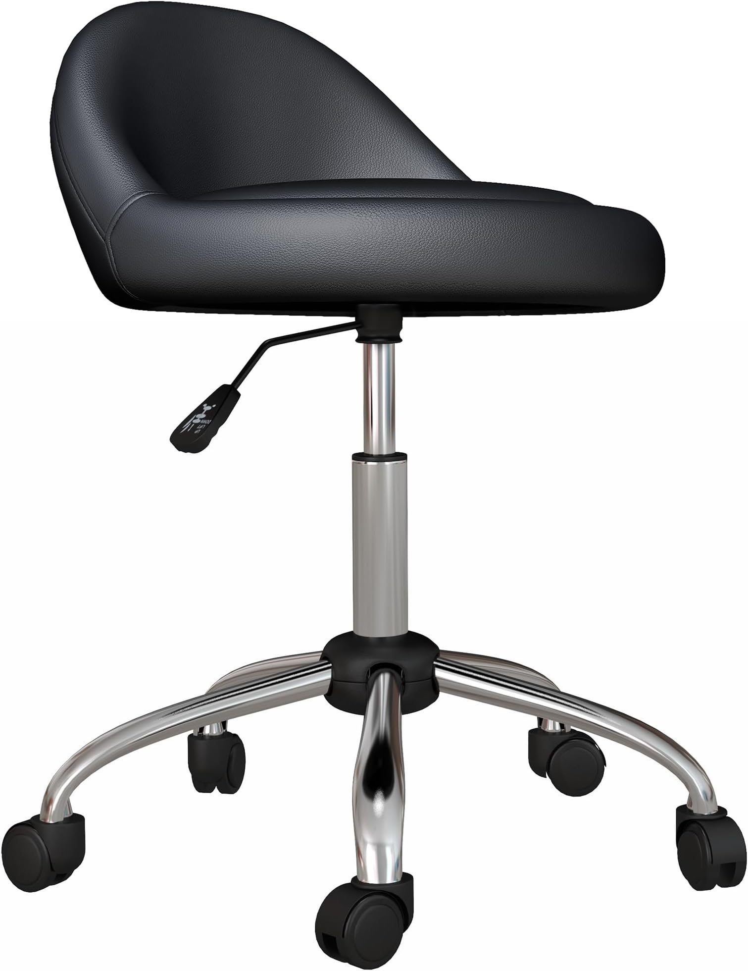 Tabouret Carré À Roulettes En Cuir Synthétique Réglable En Hauteur Et Pivotant Avec Roulettes