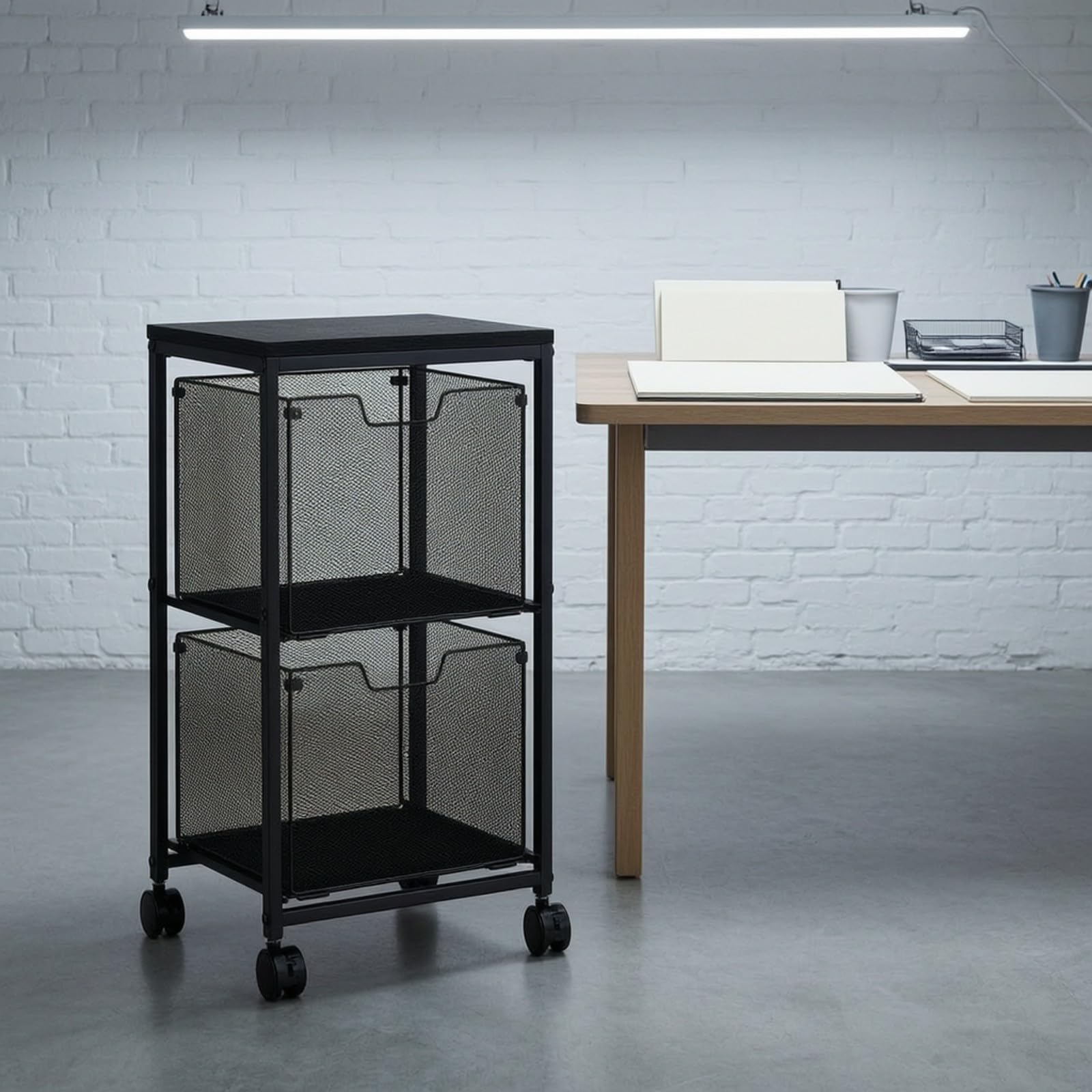 Carrello per Raccoglitori Sospese in Metallo Carrello Archivio in Acciaio Al Carbonio con perficie periore Piatta Stabile per Aula Scolastica