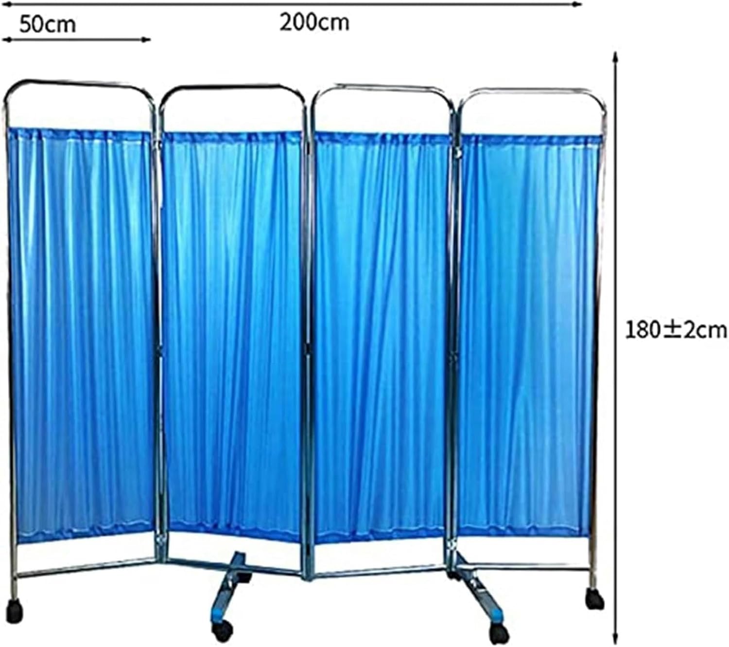 4 Panel Folding Rolling Privacy Screen, Medical Privacy Screen On Wheels for Clinic/Ward/Exam Room