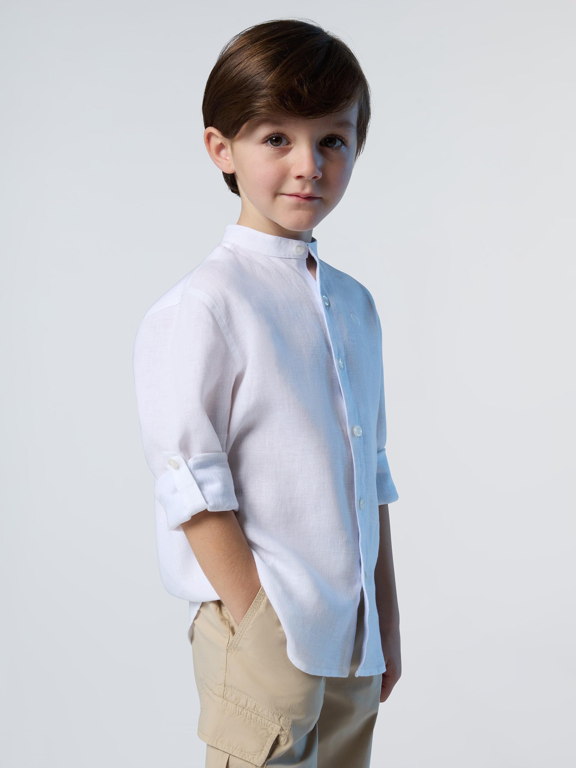 NORTH SAILS Camicia Bambino in Lino European Flax™ con Colletto Coreano