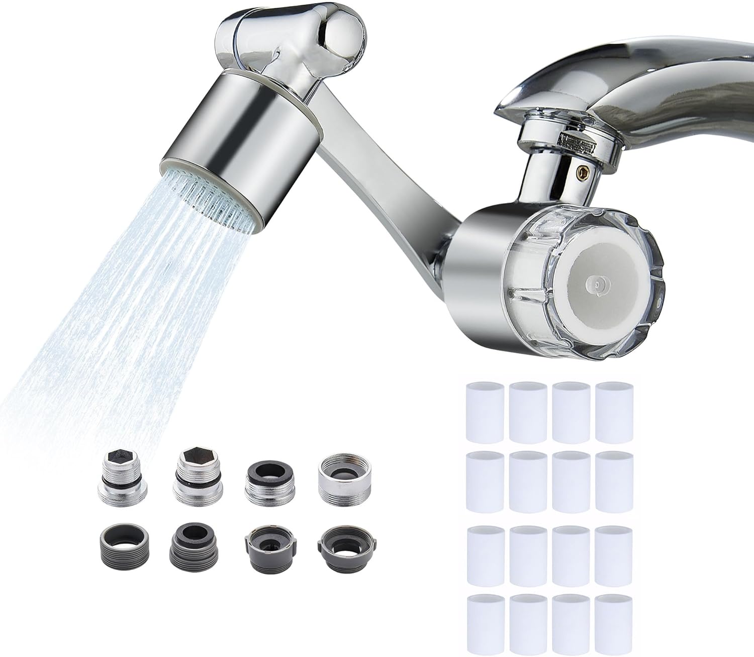 YYKBZ Water Filter For Sink Faucet Extender(F-002)+1 Boxes of Cartridges(In total 17 pcs PP Cotton Filter)