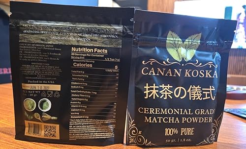 Miniatura 5 de Canan Koska Polvo de matcha de grado ceremonial, té verde molido a piedra de hojas de la primera cosecha, perfecto para batir, lattes o batidos, sin