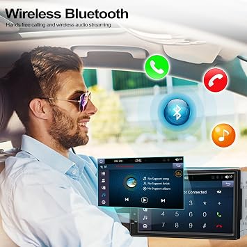 CAMECHO Double Din Car Stereo with Apple CarPlay Android Auto 7