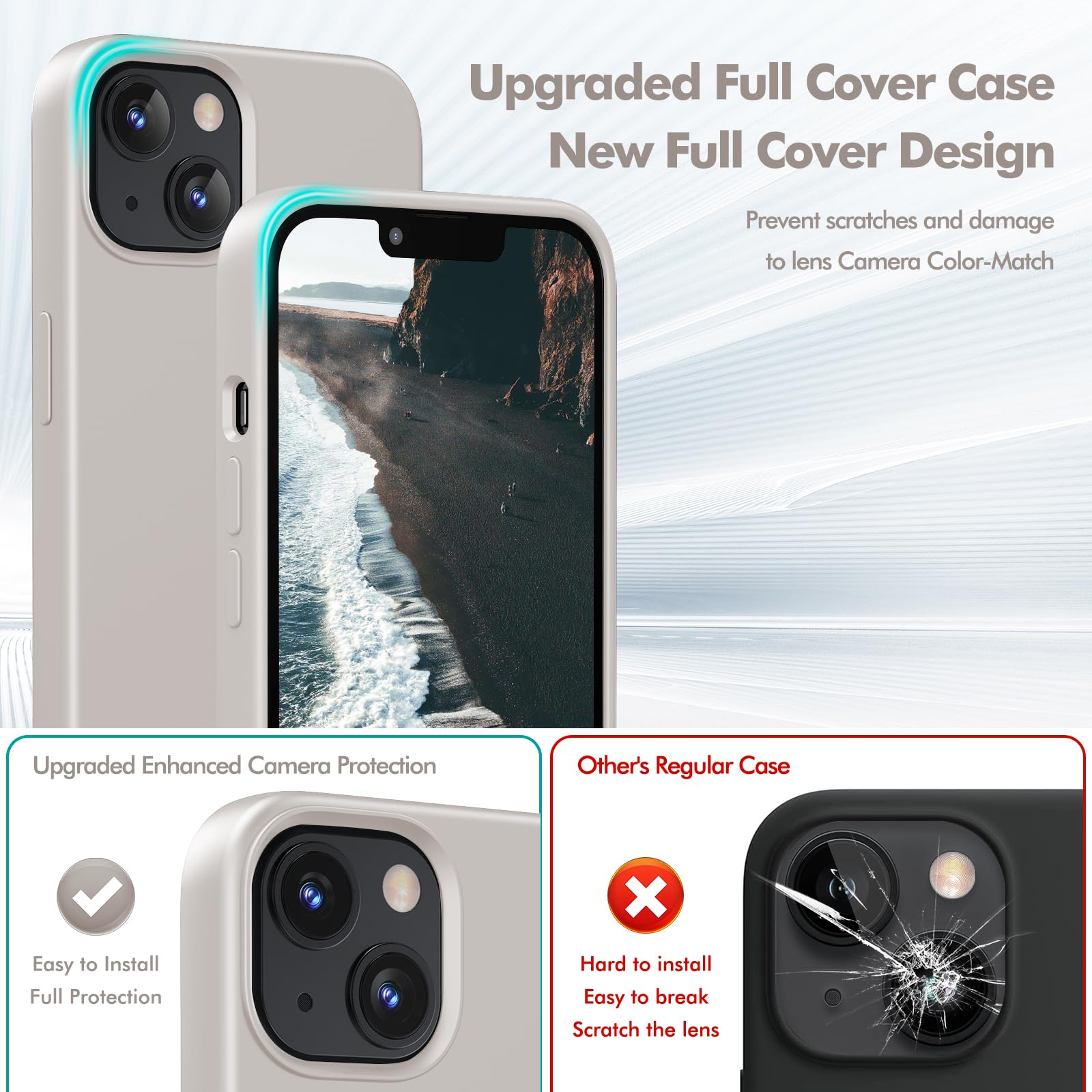 TIIXXE Silicone Case Compatible with iPhone 13 case Soft Ultra Slim Protective Shockproof Liquid Silicone Phone Case,Anti-Scratch Microfiber Lining - Image 3