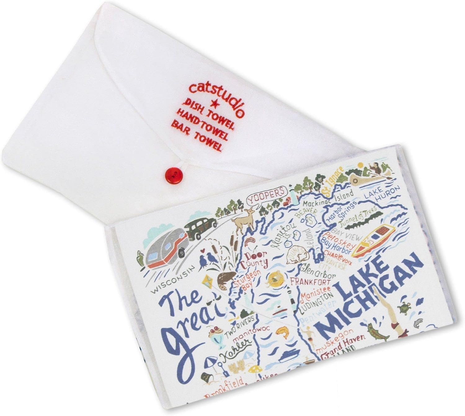 Catstudio Lake Michigan Dish Towel, U.S. City Souvenir Kitchen and Hand Towel, Perfect Tea Towels for Lake Michigan Lovers, Travel Souvenir, Housewarming Gifts, Couple Gifts - Image 2