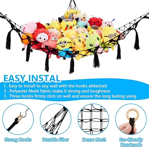 Miniatura 2 de LinXius Hamaca de animales de peluche, red para animales de peluche, hamaca de juguete jumbo para cosas de animales, juguete de peluche, para colgar