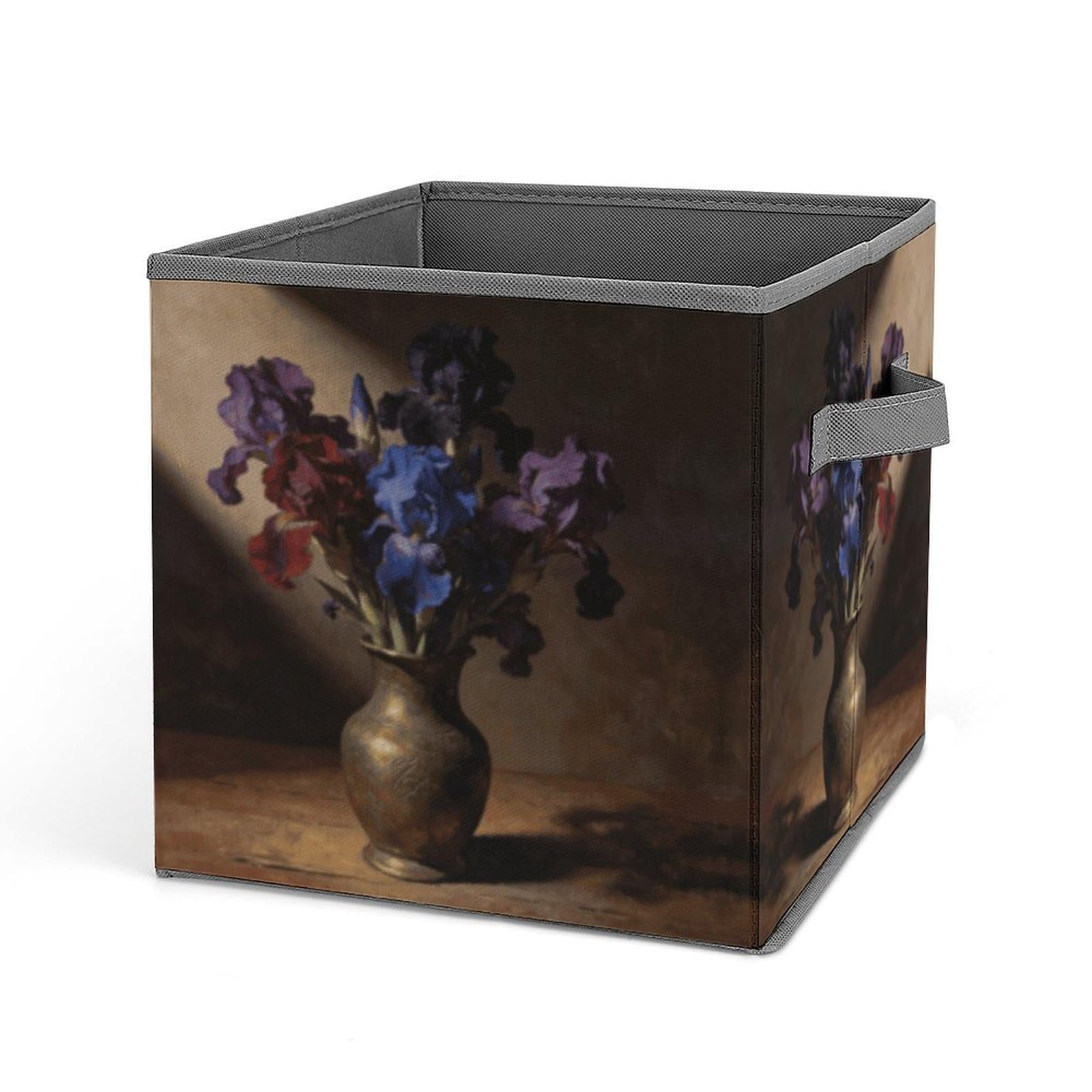 Whispers of Iris Storage Bin Collapsible Storage Cubes Organizer Oxford Cloth Storage Box with Dual Handles Large Stackable Closet Storage Bins for Sheets Hat Sweater