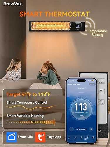 Miniatura 3 de Calentador eléctrico infrarrojo de carbono de 1500 W para patio al aire libre con termostato, horizontal y vertical, programación controlada por